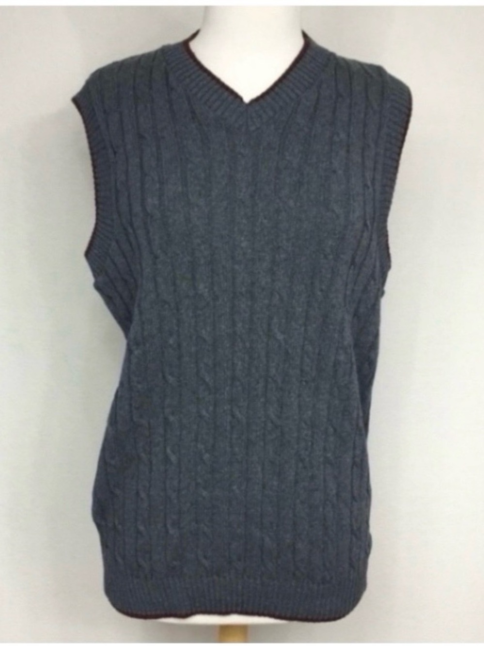 NWT New Liberty Sweaters Women Gray Oversize Cable Knit Sleeveless Preppy Size S